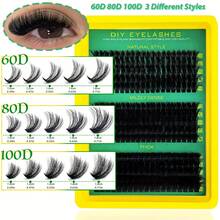 300pcs [Fluffy Eyelash Extension Set] Lightweight Waterproof Cluster Lashes 60D80D100D D Curl Fairy Soft Reusable DIY Makeup Beginner - D - View 4