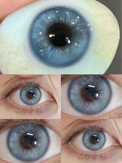 1 par de lentes de contacto suaves de color azul MESIRU para maquillaje de ojos, lentes de contacto anuales, gafas de contacto, lentes cosméticos