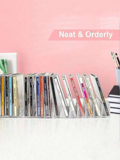 رف عرض ملصقات ورقية ملونة، رف تخزين لوحة ظلال العيون، حامل بطاقات أكريليك شفاف مقسم، منظم شارات وتميمات جمع، رف عرض أقراص مدمجة