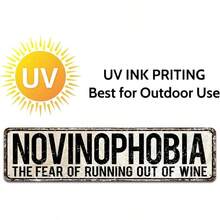 Charming "Novinophobia: Fear Of Alcohol Deprivation" Metal Bar Sign - Rustic Style 4X16 Inch Home Bar Wall Decor, Humorous Novelty Plaque For Alcohol Lovers, Great Gift For Alcohol Enthusiasts - Multicolor - View 3