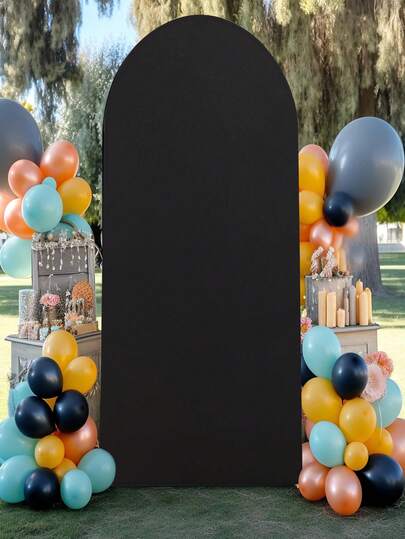 5,9 Fuß Metall Bogen Rahmen und Baldachin Set, Goldener Hochzeitsbogen Rahmen (mit Baldachin), Ballon Bogen Rahmen mit schwarzem Bogen Stoff, geeignet für Hochzeitsdekoration, Geburtstagsfest, Junggesellinnenabschied, Jahrestag, Bridal-Shower, Gartendekoration, Babyparty und Abschlussfeier (Schwarz)