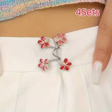 Floral Cinched Waist Buckle, Sweet Metal Waist Belt Buckle, Niche Design Waist Accessory, Versatile Cinching Waist Fastener - Multicolor - View 16