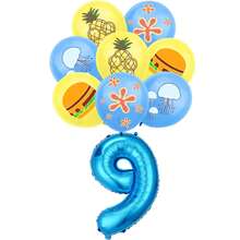 9pcs Hamburger, Jellyfish, Seaweed Shaped Number Balloons Set, Birthday Party Decoration, Wall Backdrop - Set - View 21