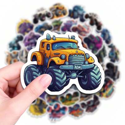 50PCS Monster Truck Stickers, Cool Off-Road Vehicle Vinyl Decals For Water Bottles, Laptops, Skateboards, Phone Cases, Alternative, Waterproof Aesthetic Stickers For Teens, Adults, DIY Decor, Party Favors, Scrapbooking, Journaling, Gift For Truck Enthusiasts, Car Lovers Funny Stickers Kindle Scrapbook Supplies Laptop Sticker
