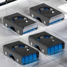 Versión mejorada más resistente - 4 Piezas de Deslizadores para Muebles con Ruedas - Ruedas de Metal para Mover Muebles de Hogar y Oficina, Cama, Sofá, Refrigerador - Azul - Ver 4