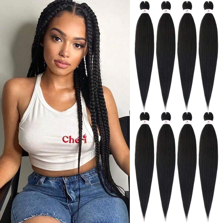 30 Inch 8pcs/Pack Pre-Stretched Braiding Hair, Professional Crochet Braiding Hair Extensions - Multicolor - View 1