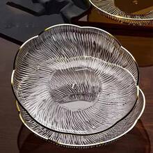 透明塑料盘，金边透明盘，厚重金边盘，锤纹派对盘，包含10/30个透明甜点盘，10/30个婚宴/派对餐盘 - 透明色 - 查看 7