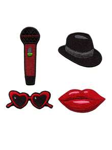 4pcs Red Pop Star Mini Set Patch Music Artist Lover Embroidered Iron On - Multicolor - View 7