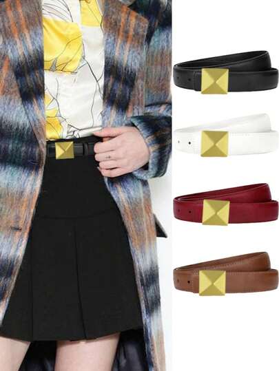 女士多功能装饰腰带，时尚奢华百搭彩色经典三角休闲腰带