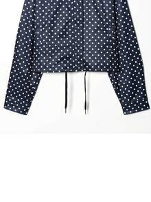Chaqueta de mujer con lunares blancos y azules, chaqueta corta ligera y casual con cremallera para primavera/verano - Azul - Ver 6