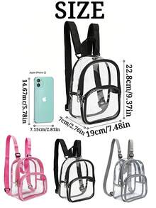 1 buah Ransel Mini Transparan, Ringan & Modis, Cocok Untuk Pelajar, Perjalanan, Aktivitas Luar Ruangan, Penggunaan Sehari-hari, Transparan & Tahan Lama, Desain Multi-Kompartemen, Tali Bahu yang Dapat Diatur, Kapasitas Besar, Tersedia Berbagai Warna Untuk Anak Laki-laki dan Perempuan - A - View 6