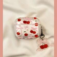 Cherry Design Transparent Protective Case Compatible With Apple Earphones, Shockproof Case Suitable Compatible With Apple Bluetooth Earphones - Multicolor - View 12