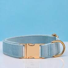 1pc Pet Dog Collar, New Velvet Metal Buckle Collar Leash, Adjustable Neck Strap - Multicolor - View 4