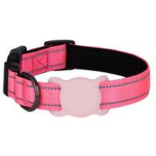 AirTag Dog Collar, High Reflectivity For Nighttime Safety, Adjustable Size, Comfortable Nylon Leash - Hot Pink - View 9