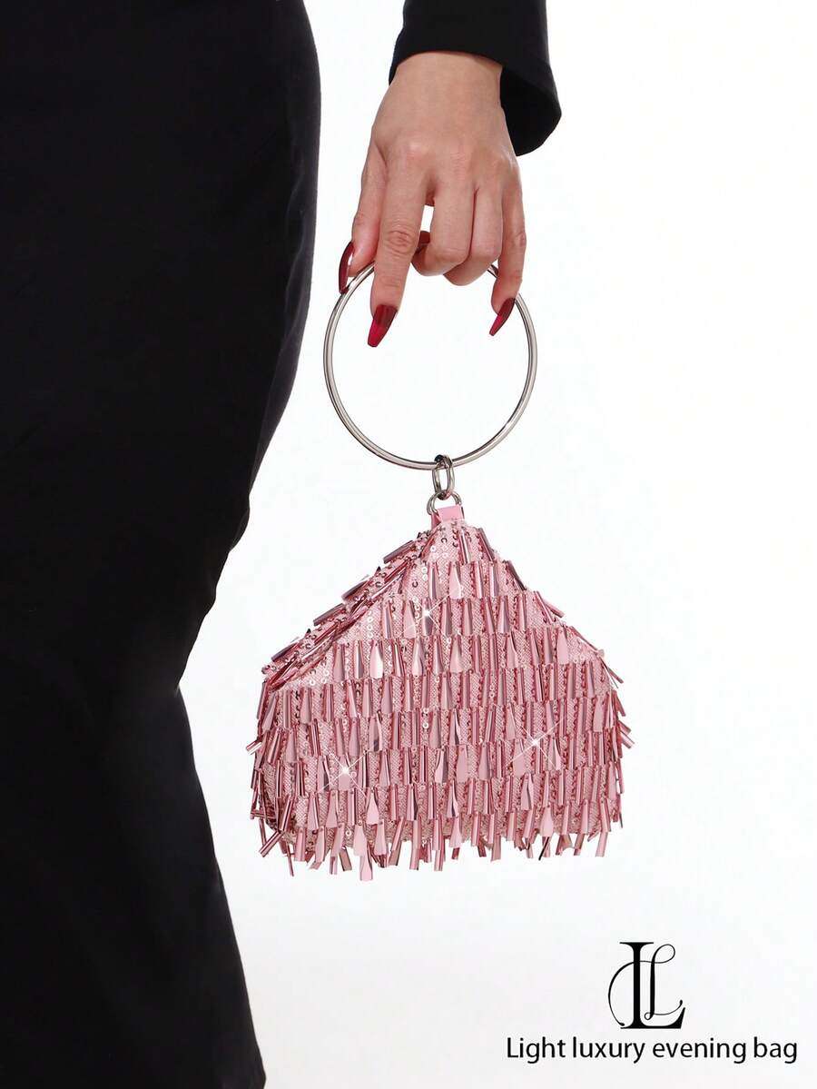Elegant Luxury Sparkling Sequin Evening Clutch Bag, Glamorous And Sophisticated Fashion Handbag, Designed For Women, Girls, Brides, Perfect For Parties, Galas, Weddings, Christmas, Valentines Day Gifts, Sequin Dress Accessory