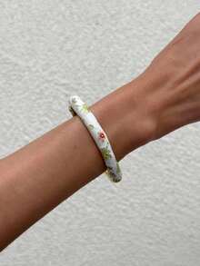 Bộ 1 chiếc vòng tay hoa văn tráng men cổ điển thanh lịch, món quà lý tưởng cho phụ nữ trong đám cưới Trung Quốc và các lễ hội. - Vòng tay hoa nhỏ giọt dầu - Xem 13