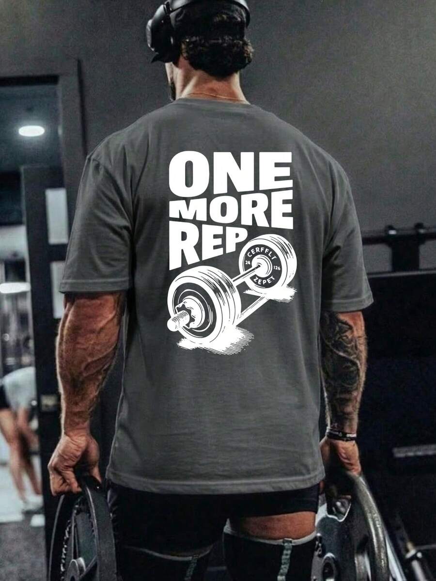 ZYNTH BALENO Áo thun nam tay ngắn cổ tròn in chữ "One More Time", áo thể thao, thoải mái cho mặc hàng ngày và các hoạt động thể thao ngoài trời, mùa hè.
