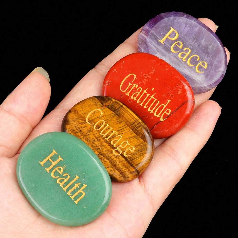 1pc-Rare Natural Carved Inspirational Gemstones (5 Different Styles) - Multicolor - View 1