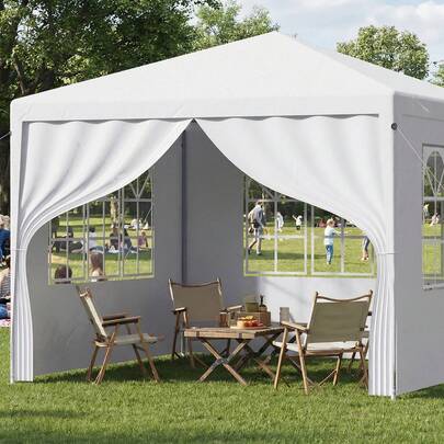  LOEFME 3x3m Outdoor Pop Up Gazebo, Waterproof Canopy Tent With Removable Sidewalls & UV Protection For Patio Garden Backyard Party