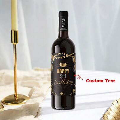 [Customized] 9/18/27pcs, Personalized Wine Bottle Labels And Stickers For Birthday, Customizable Text, Waterproof Labels, Custom Stickers, Wine Labels, Stickers, Suitable For Birthday Parties And Celebrations, Can Be Used As Birthday Gifts, Wine Bottle Decorations, And Home Decor Accents.