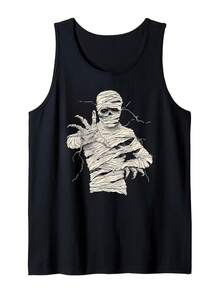 Mummy Horror Halloween Costume Tank Top With Creepy Wrapped Design For Men And WomenSuitable For Gyms, Outdoor Sports, And Vacations - All-Season Comf - Black - View 1