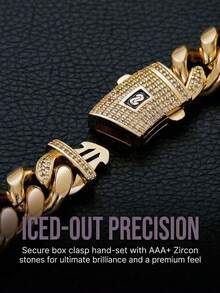 14K Gold Plated Cuban Link Chain Necklace And Bracelet Set S Clasp Hip Hop Gold Chain For Men - Nhiều màu - Xem 7