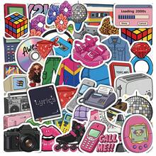 50pcs Y2K Minimalist Graffiti Stickers, Creative Decorative Stickers For Water Bottles - Multicolor - View 2