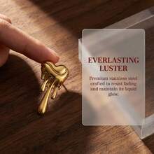 Melted Heart-Shaped Drop Earrings, With A Fashionable And Individualistic Punk Style. Perfect For Women's Parties And Daily Wear - Yellow Gold - View 5