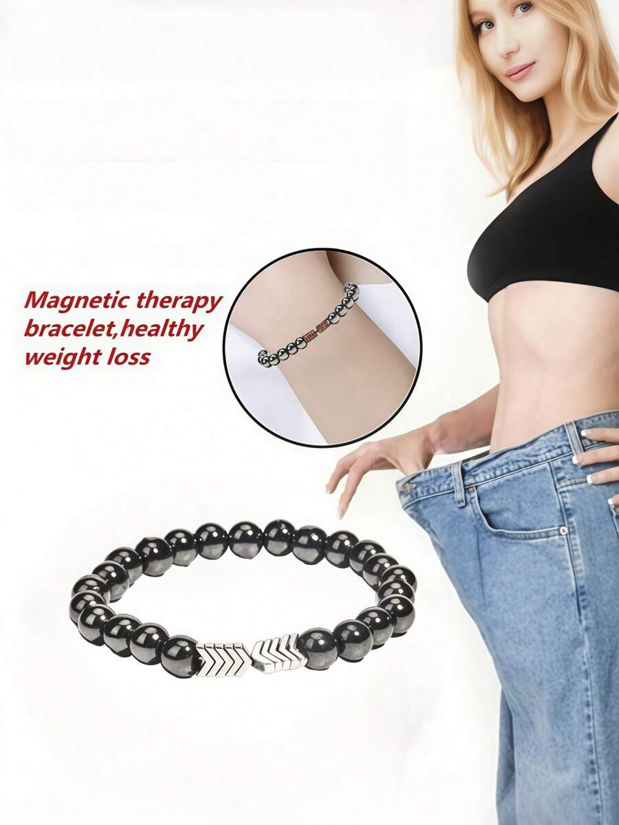 1件男女通用磁性手链，有助于增强免疫力，缓解关节炎和腕管疼痛，磁疗瘦身脚链，促进血液循环 - 彩色 - 查看 1