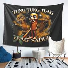 Tung Tung Tung Sahur Idea Inspiration Tapestry Vintage Movie Poster Style, American Vintage Wall Hanging, Nostalgic Intricate Design, Perfect For Wall Decoration, Essential For Family Party Decor - Nhiều màu - Xem 3