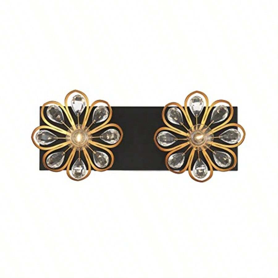 Savoy House 8-1724-2-143 - Mueble de baño con 2 luces en estilo vintage 6.5 pulgadas de alto y 15 pulgadas de ancho negro mate/acabado de latón cálido con cristal transparente - Negro mate/latn clido - Ver 1