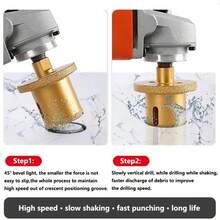 Broca de diamante M10 para perforar fregaderos, herramienta para abrir agujeros en fregaderos apta para perforar y cortar granito, mármol y baldosas cerámicas - Broca M10 40-60 - Ver 5