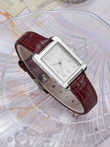 1pc Women's Casual Quartz Watch With Minimalist Leather Strap, Suitable For Daily Wear - Silver - View 4