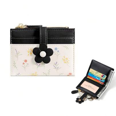 New Women Pu Leather Wallets Female Short Hasp Purses Ladies Portable Money Bag Large Capacity Card Holders Clutch Cute Flowers And Flants
