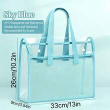 1 pièce Sac à main transparent en PVC, Sac de livre transparent A4, Sac de rangement pour documents d'examen imperméable et anti-poussière de grande capacité, Sac de sujet d'examen étudiant à double couche - sac de rangement pour livres - Voir 13