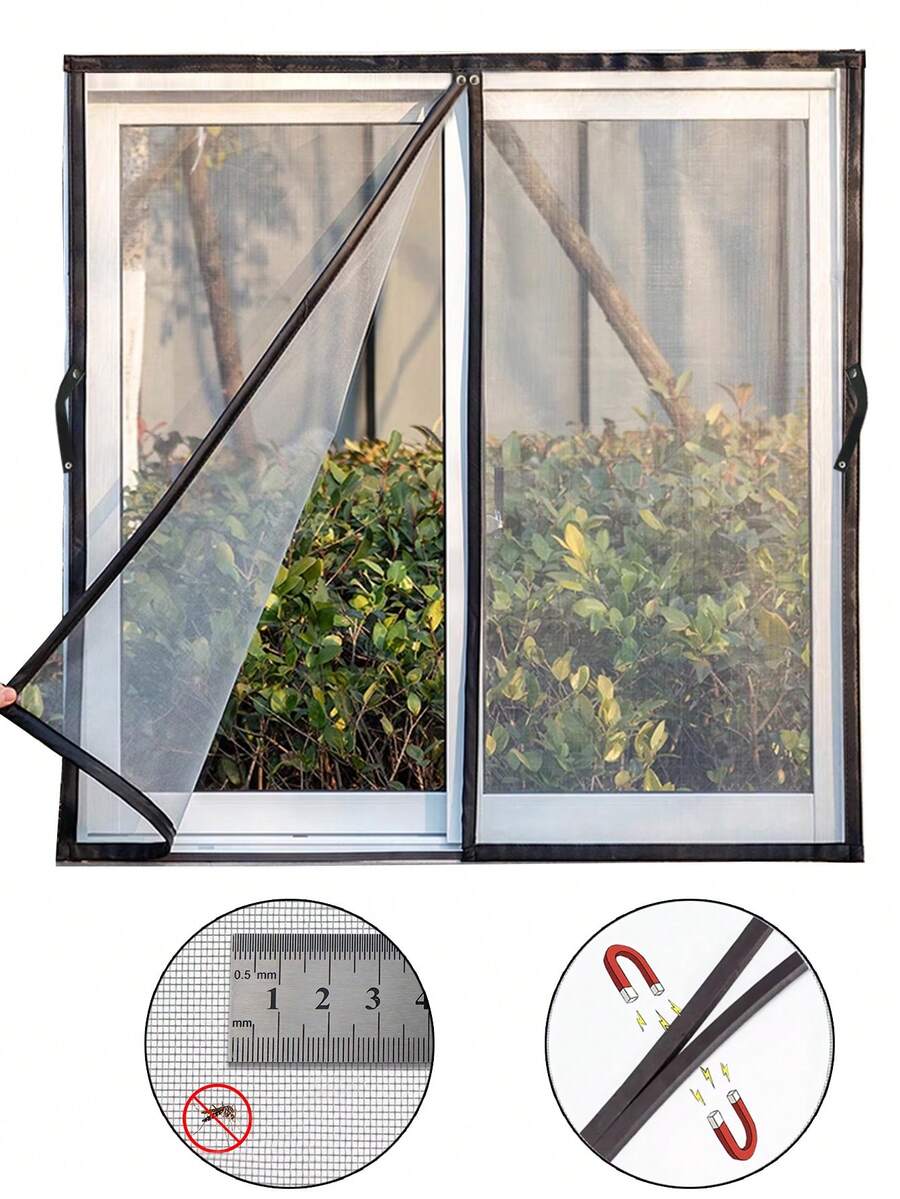 1pc Summer Mosquito Magnetic Screen, Invisible Screen, Magnetic Curtain, Quick Close, Easy Install, Washable, Removable, Suitable For Living Room, Kitchen, Bedroom - Middle Magnetic Strip - View 1