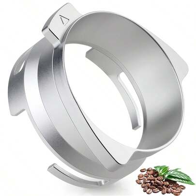 Entonnoir de dosage de café 54 mm, accessoires de café expresso en aluminium métallique pour porte-filtre, mains libres, argent/noir