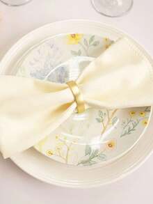 4-24pcs Matte Gold D-Shape Napkin Rings, Semi-Circle Metal Gold Napkin Holder Clips, Autumn Thanksgiving Christmas Napkin Rings, Dining Table Decor, Weddings, Banquets, Parties, Easter - Gold - View 15