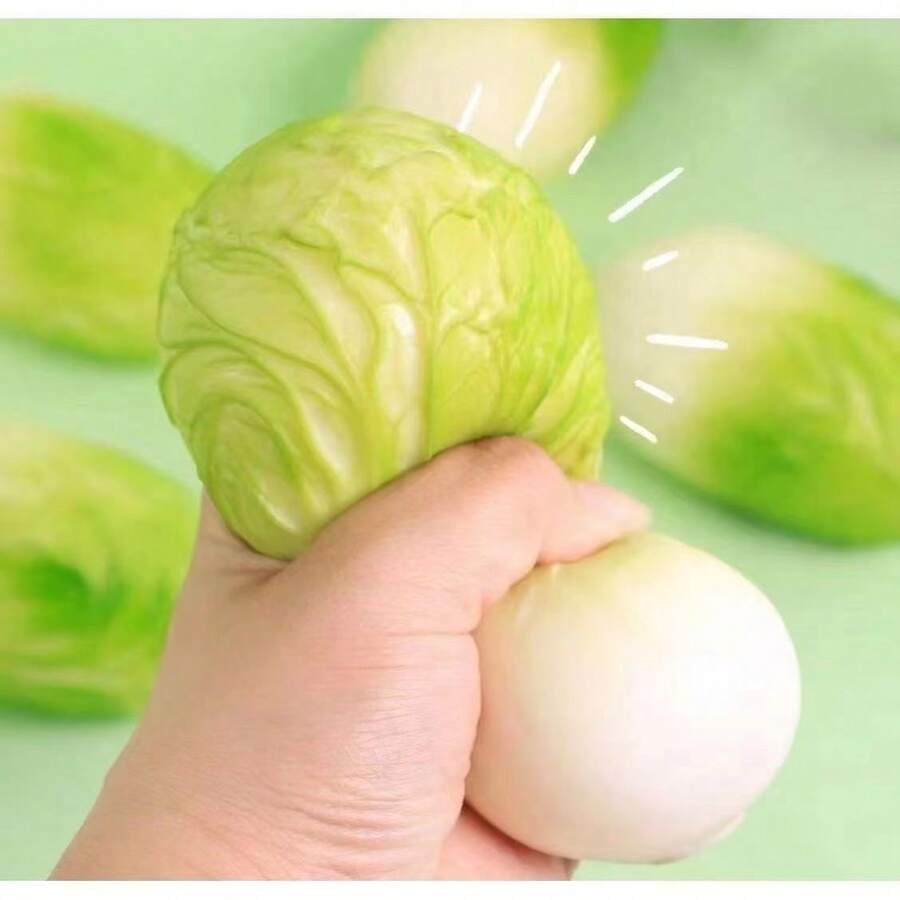 1个创意卷心菜造型软萌减压玩具，柔软逼真的毛绒蔬菜玩具，适合办公室减压、生日礼物、青少年减压软玩具、挤压粘性软玩具、水性软胶玩具、柔软挤压感官减压玩具