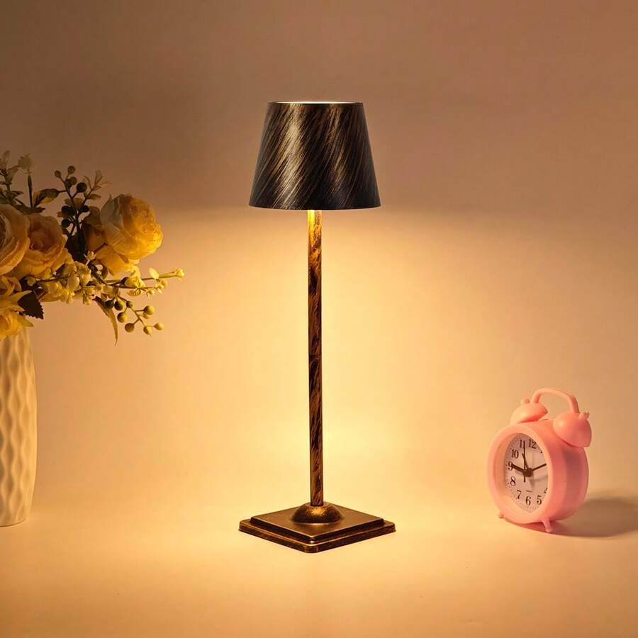 Portable Rechargeable LED Decorative Table Lamp, Touch Dimming, 3 Color Temperatures, Metal Minimalist Design, Square Base & Upright Lamp Body, Built-In Lithium Battery, USB Charging, Suitable For Bedside, Living Room, Study - Multicolor - View 1