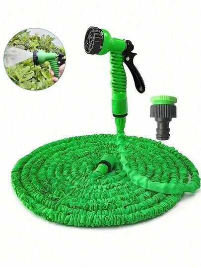 Ống tưới vườn co giãn 30m với 7 chế độ phun điều chỉnh được - Chất liệu cao su PVC bền chắc, chống rò rỉ, đầu nối tiêu chuẩn Châu Âu, dễ cất giữ - Lý tưởng cho sử dụng trong nhà, rửa xe và tưới vườn.