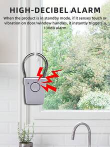 1 Pasang Alarm Gagang Pintu Anti-Pencurian, Terbuat dari Bahan ABS Warna Putih/Hitam, dengan Fungsi Sensor Ganda Listrik Statis dan Getaran, Alarm Keamanan Rumah untuk Pintu dan Jendela Terhadap Pencurian - Putih - View 6