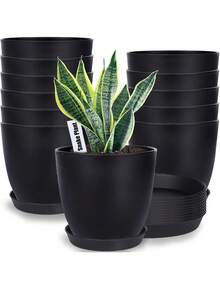 6pcs Classic Plastic Flower Pots With Trays - Lightweight, Suitable For Indoor/Outdoor Use, Great For Gardening And Lawn Care, Indoor/Outdoor Gardening And Lawn Care, These Planters Make An Excellent Gift For All Gardening Enthusiasts On Earth Day, World Environment Day, National Forest Week, New Year, Housewarming, Birthday And More - Multicolor - View 4