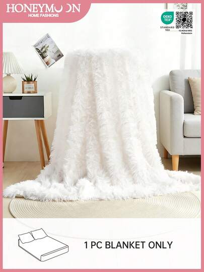 蜜月主题双层毛毯 - 涤纶绒毛毯，超柔软舒适，可机洗 - 适用于家庭宿舍沙发床铺，通过 Oeko-Tex 认证，白色