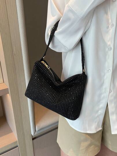 New Rhinestone Underarm Bag For Women, Fully Studded Handbag, Small Tote Bag