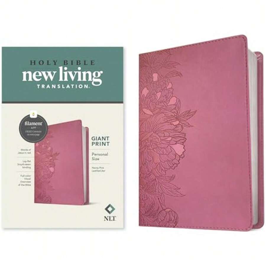 NLT Personal Size Giant Print Bible, Filament Enabled (LeatherLike, Peony Pink, Red Letter): Includes Free Access To The Filament Bible App Delivering ... Notes, Devotionals, Worship Music, And Video - Single Book - View 1