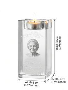 Custom Personalized Memorial Crystal Photo Block - 3D Portrait Engraved Keepsake With Timepiece Design - Sympathy Gift For Loss Of Loved One - Ideal For Remembrance Altar, Home Decor & Funeral Display - Multicolor - View 5