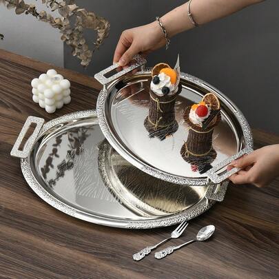 Khay hình bầu dục sang trọng có tay cầm, đĩa tiệc ngày lễ/đĩa trái cây/đĩa phục vụ, bộ đồ ăn cho lễ hội, khay đựng mỹ phẩm và trang sức (3 kích cỡ)