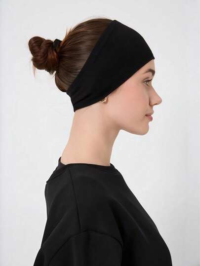 1 pieza Diadema elástica suave con forro, diadema multifuncional, pañuelo musulmán, buena elasticidad, transpirable, adecuado para uso diario, yoga, entrenamiento, fitness y maquillaje