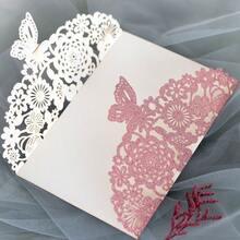 10pcs Glitter Butterfly Wedding Invitation Cards, Wedding Birthday Party Invitation Decoration Supplies Gift - 10pcs - View 7